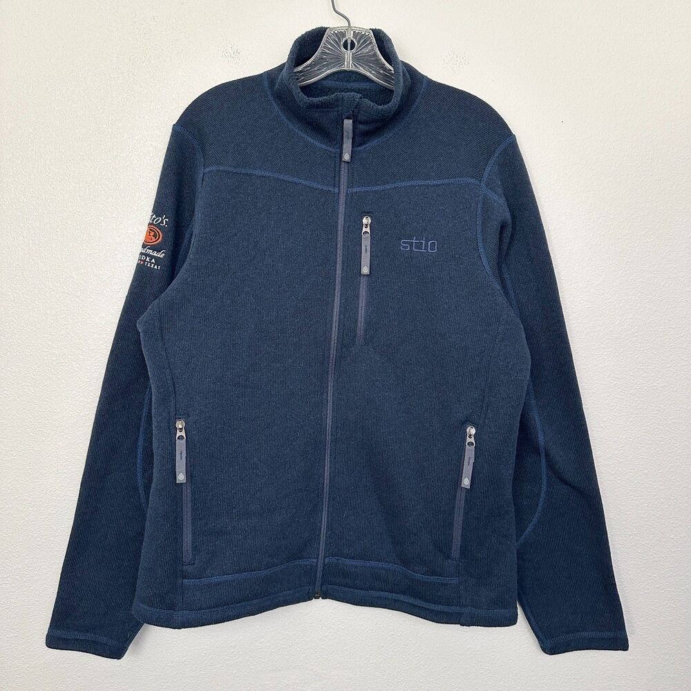Stio Men's Wilcox Fleece Full Zip Jacket Blue Heather Medium Snowboard Branded